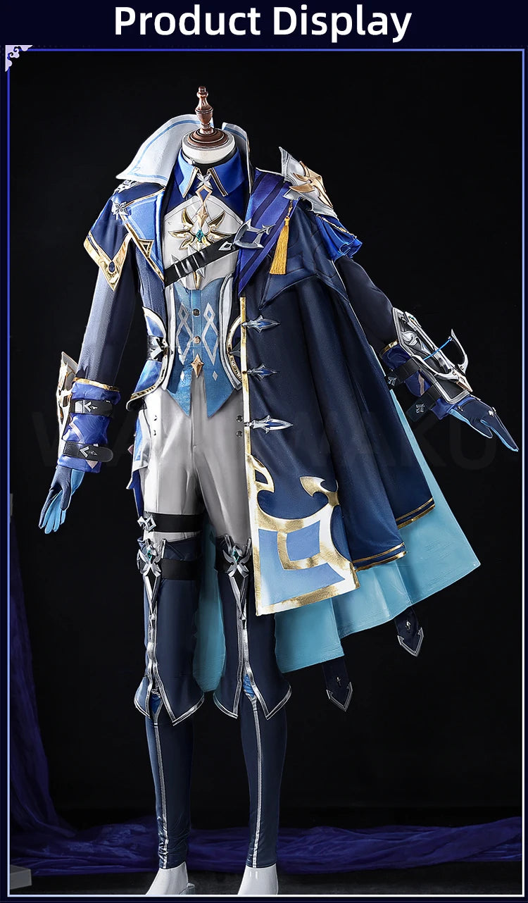 【Ready For Ship】Lohen Cosplay Costume Game Genshin Impact【S-2XL】WakuWaku-R Men Lohen Knights of Favonius Wig Plus Size