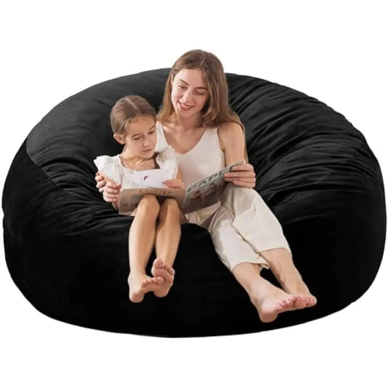 5 Large Memory Foam Filled Bean Bag Chairs for W/Filling,Ultra Soft Dutch Velvet Cover,Round Fluffy Lazy Sofa for Living Room