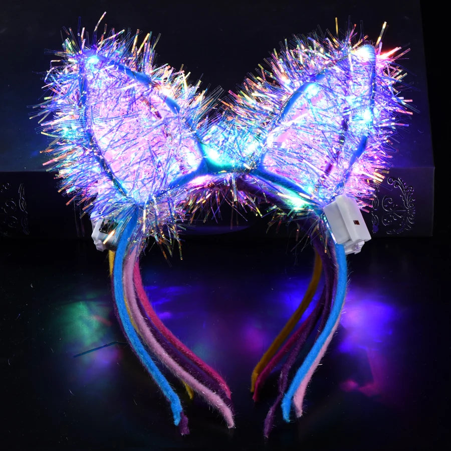 LED Glow Cat & Bunny Ear Headbands - 10/20/30 Pcs