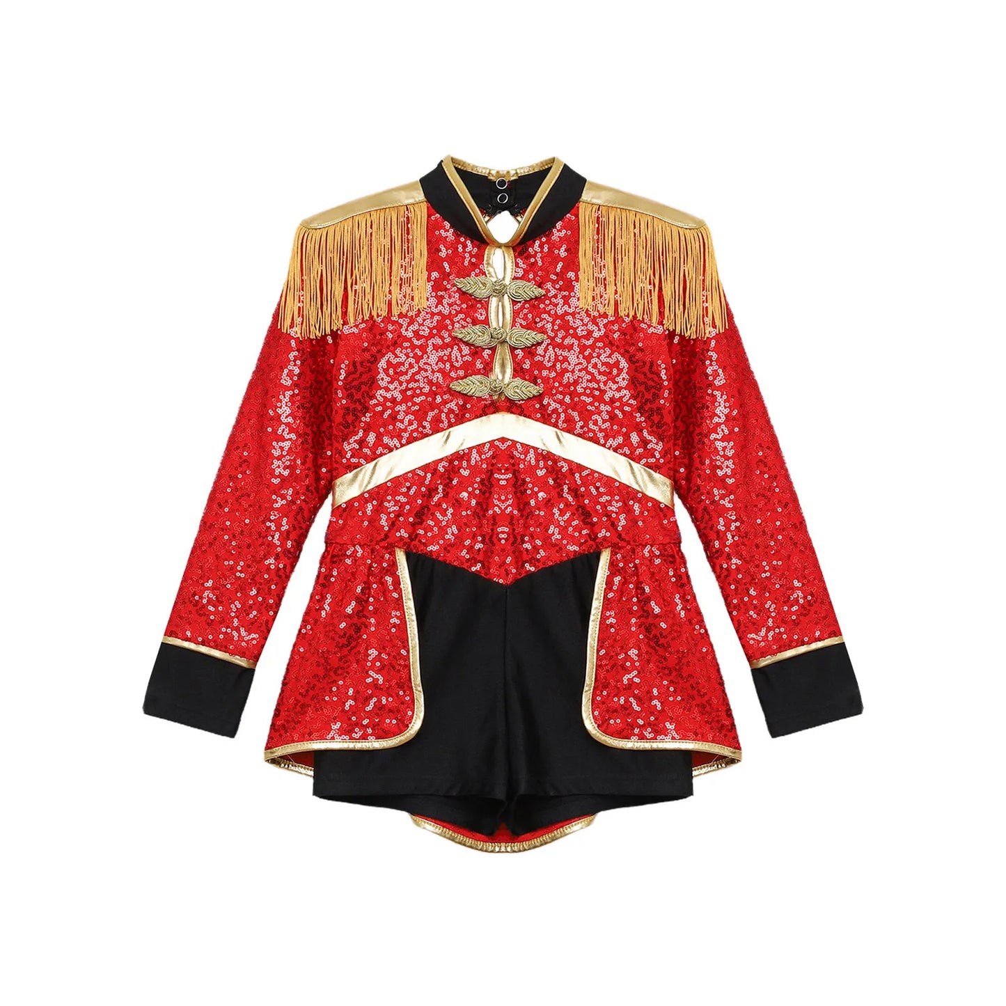 Moggemol Girls Sequin Ringmaster Bodysuit Long Sleeve Circus Costume
