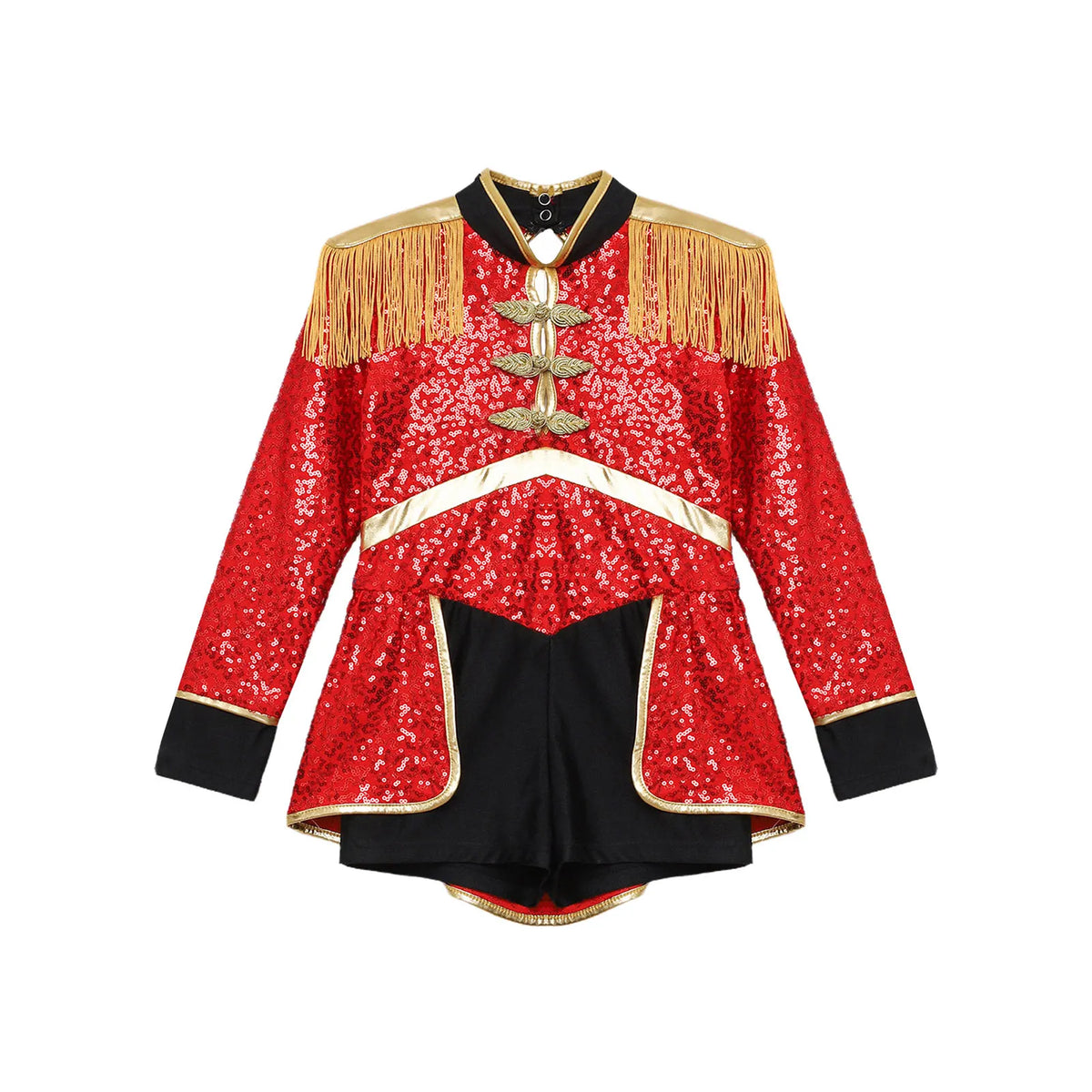 Moggemol Girls Sequin Ringmaster Bodysuit Long Sleeve Costume
