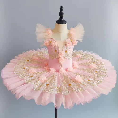 SS69 Girls' Professional Ballet Tutu Dress, Purple Swan Performance Leotard