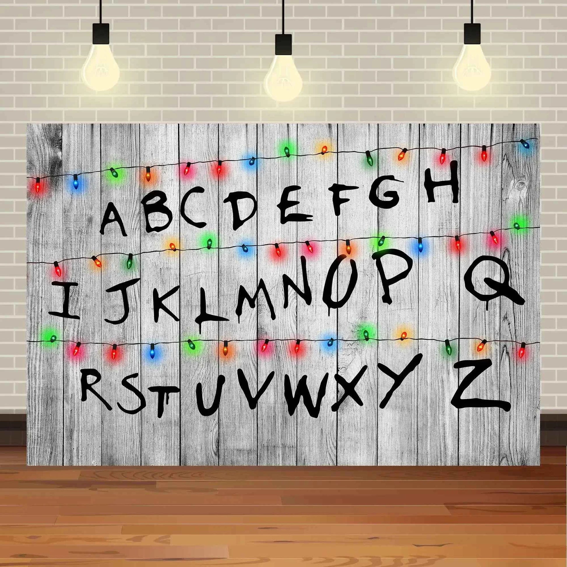American TV Stranger Theme Background Lights Alphabet Episode Series Vinyl Banner Party Decoration Supplies Photo Prop Baby Gift
