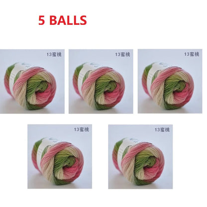 100% Wool Yarn Rainbow Color for Hand Knitting Crochet Plush Thickness Lanas Thread DIY Soft Scarf Shawl Sweater Free Shipping