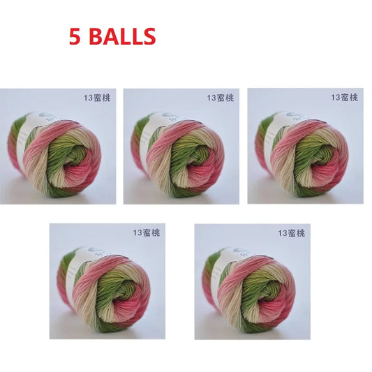 100% Wool Yarn Rainbow Color for Hand Knitting Crochet Plush Thickness Lanas Thread DIY Soft Scarf Shawl Sweater Free Shipping