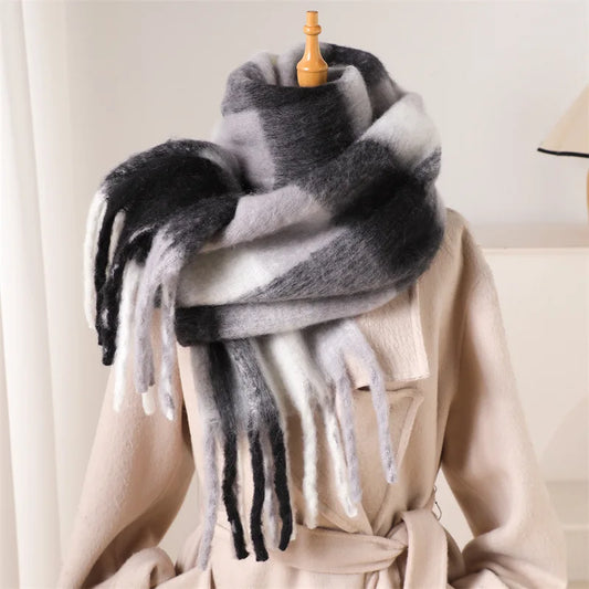 2025 NEW Luxury Cashmere Women Plaid Scarf Winter Warm Shawl and Wrap Bandana Pashmina Long Tassel Female Foulard Thick Blanket