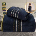 2/3/6/8 Pcs Bath Towel Set White & Gray with Gold Accents, Soft Absorbent Premium Towels for Home, Hotel & Bathroom