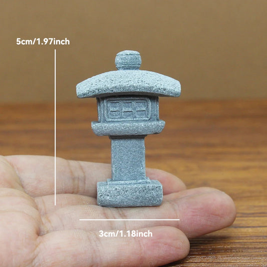 Miniature Sandstone Zen Tower Ornament for Bonsai Garden and Fish Tank