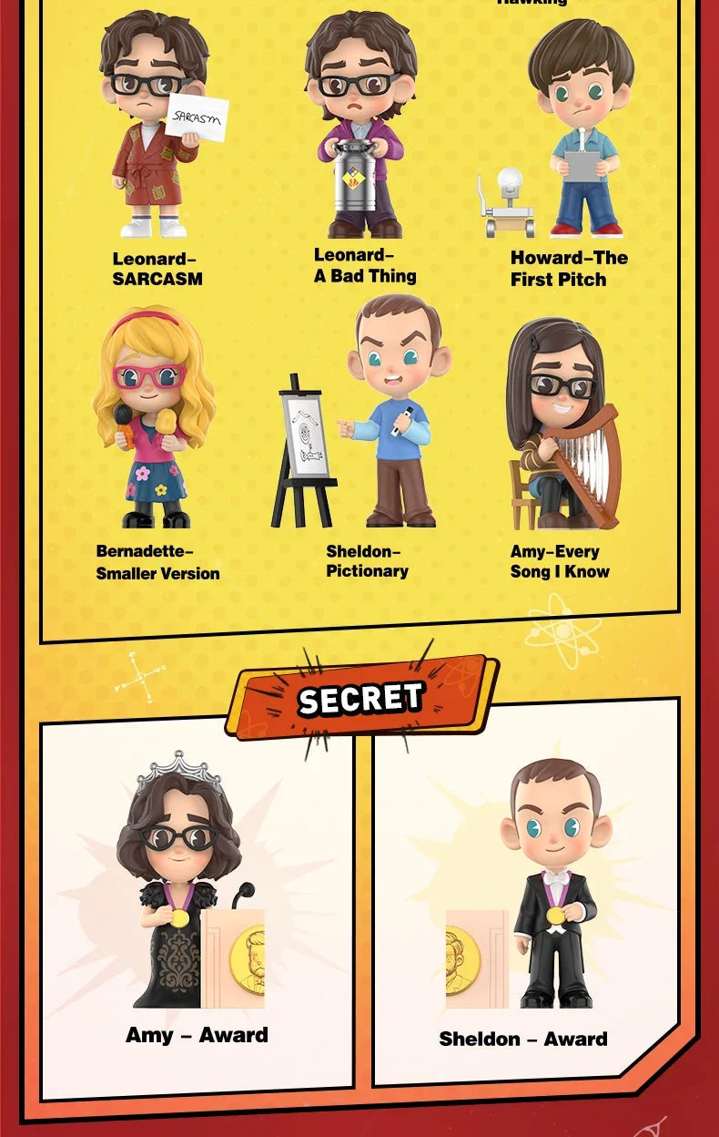 POP MART The Big Bang Theory Action Figures Toys TBBT Sheldon Penny Amy Leonard Howard Rajesh Bernadette Figure Dolls Kids Gifts SS69