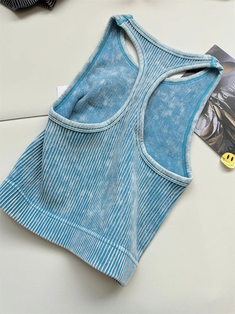 Seamless Yoga Top Fitness Sports  Gym Running Vest  Workout Women Athleisure Sleeveless Crop Top - SS69