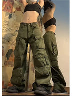 BiggOrange Women's Wide Leg Cargo Pants with Multi-Pocket Design
