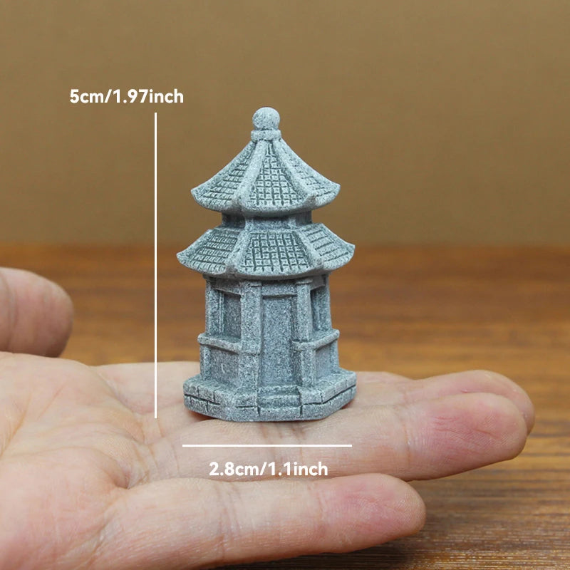 Miniature Sandstone Zen Tower for Bonsai Garden & Fish Tank