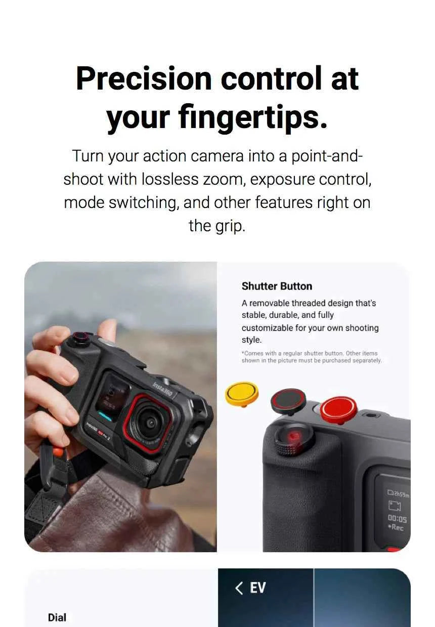 Insta360 Xplorer Grip Pro Kit Built-in 2010mAh Battery Handle Street Photography for Insta 360 Ace Pro 2 Original Accessories