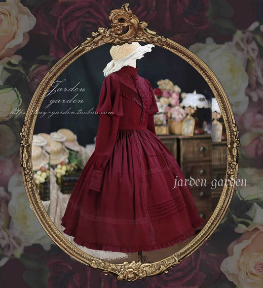 2025 New Classical Long-sleeved Stand-up Collar Slim-fitting Dress Japanese Sweet and Cute Girl Lolita OP Mid-length Dresses