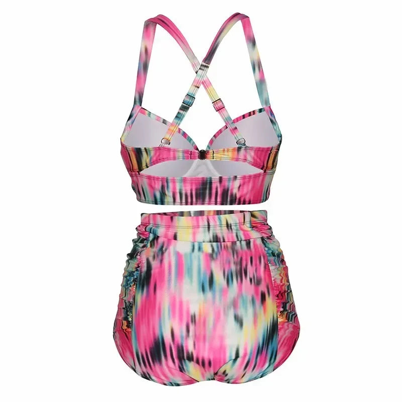 New Sexy Plus Size Swimwear Push Up Bikini High Waist Swimsuit Women Female Oversize Beach Wear Bathing Suit 2024  Mujer 5XL SS69
