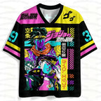 2026 Men's Women's Popular Anime JOJO Jotaro Kujo Street V-neck Jersey Harajuku Printed Breathable Sports Short T-shirt Tops