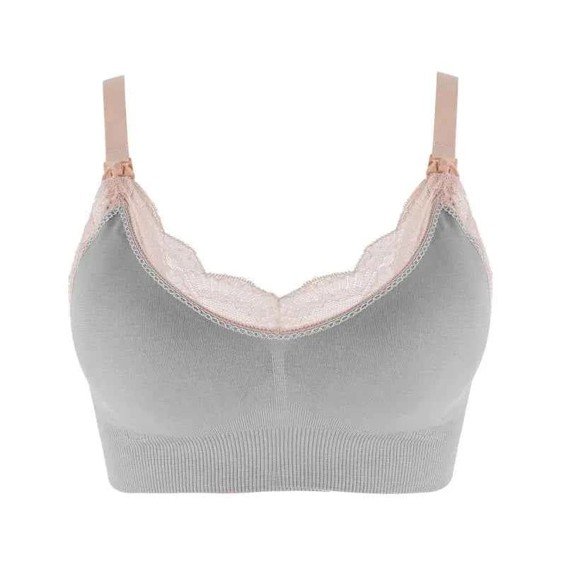 Wireless Front Open Nursing Bra Soft Lace Breathable Seamless Maternity Breastfeeding Bras Maternal Support For Pregnant Women