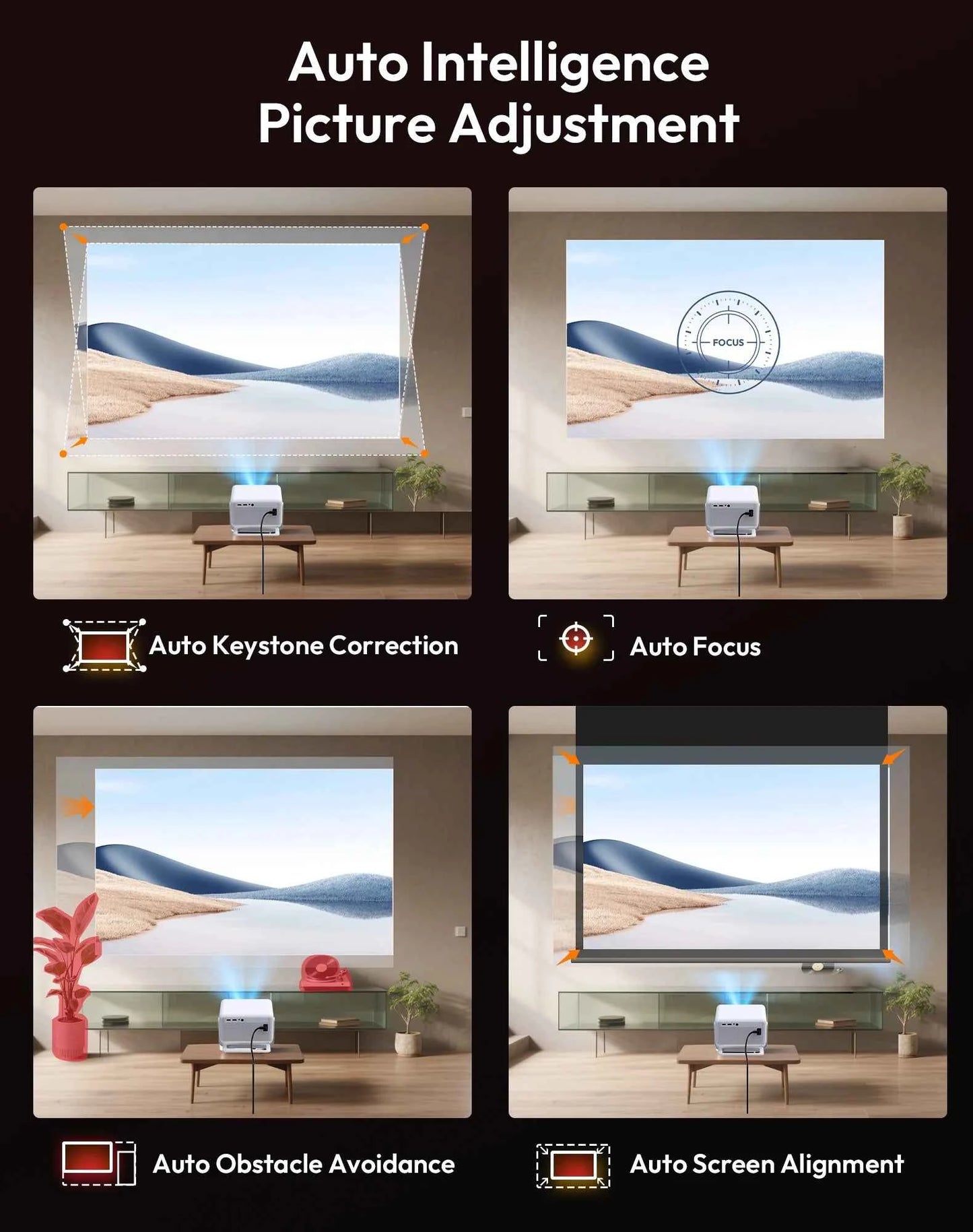 XGODY Gimbal N6 Pro 4K Projector Netflix Officially 700 Ansi Native 1080P Auto Focus Whale OS TV for Movie Home Theater