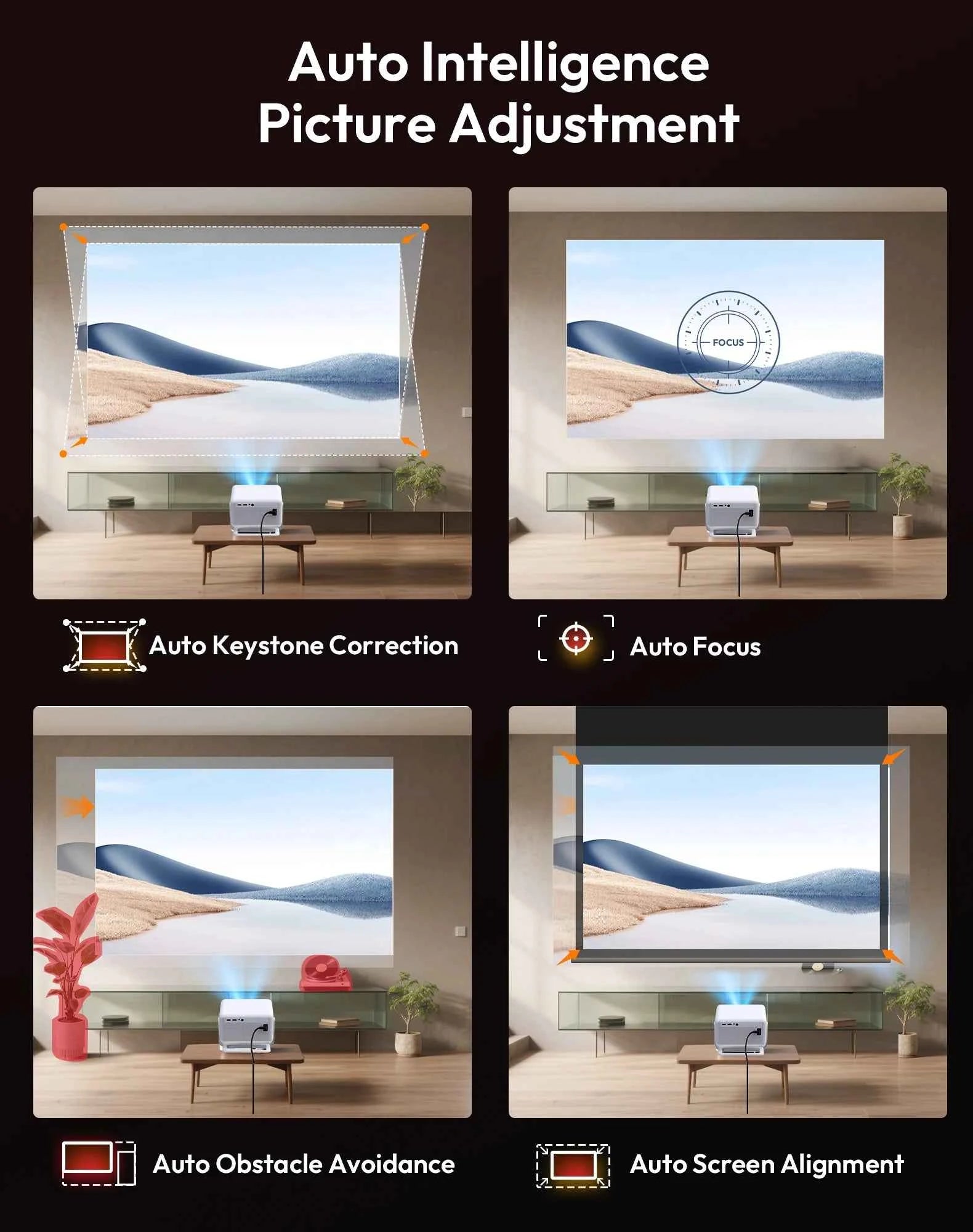 XGODY Gimbal N6 Pro 4K Projector Netflix Officially 700 Ansi Native 1080P Auto Focus Whale OS TV for Movie Home Theater