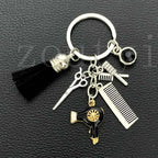 New fashion hairstyle gift charm tassel keychain retro jewelry mini hairdressing scissors hair dryer comb keychain DIY manual
