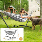 Gyroor Hammock with Adjustable Stand- Stylish Hammock Bed w/Storage Bag, 600lb Capacity