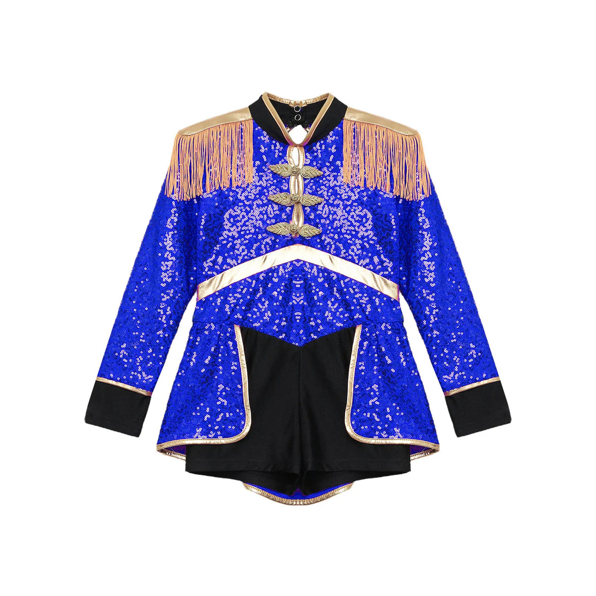 Moggemol Girls Sequin Ringmaster Bodysuit Long Sleeve Costume