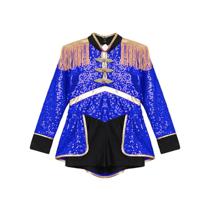 Moggemol Girls Sequin Ringmaster Bodysuit Long Sleeve Circus Costume