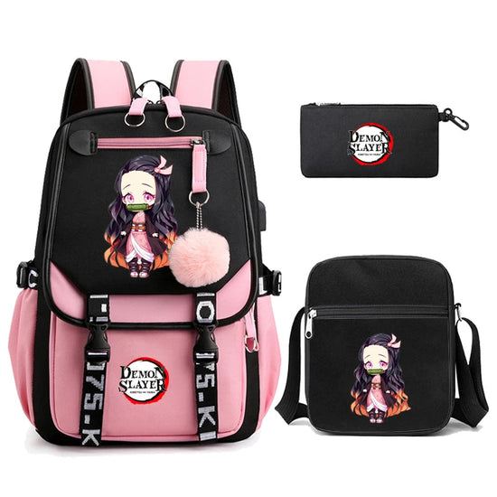 3Pcs Kamado Nezuko Demon Slayer Backpacks Set for Girls Anime School Bag Teenager Student Canvas Laptop Back Pack Women Rucksack SS69 51.69 4970741