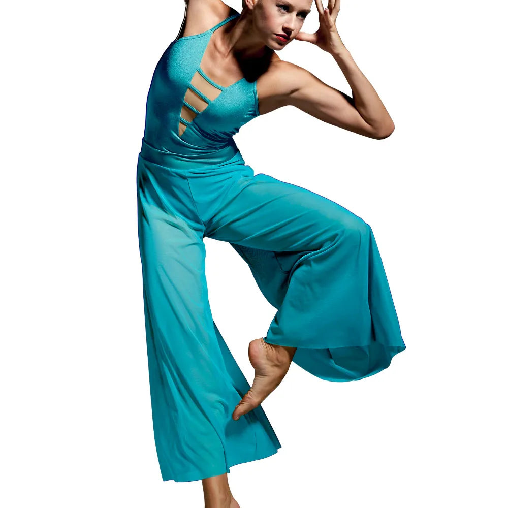 MiDee Women's Mesh Culotte Dance Leotard Set