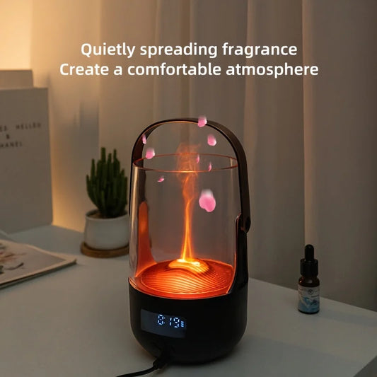 Retro Flame 200ml Evaporative Aromatherapy Humidifier with 3 Timer Settings Ambient Mood Lighting for Home Decor and Relaxation