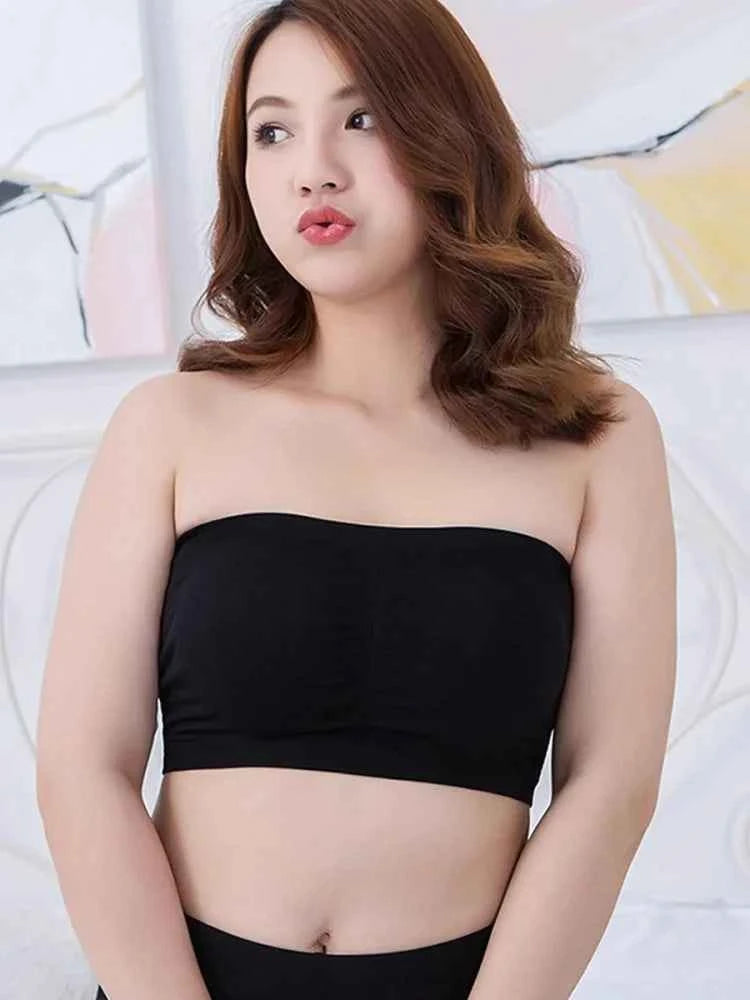 DOIAESKVE Large Size plus Wireless Tube Top Strapless Bra Women's Seamless Bandeau Bra Comfortable Underwear for Big Size Women