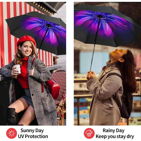 Compact Travel Umbrella,Windproof Waterproof Stick Umbrella Anti-UV Protection Golf Umbrellas