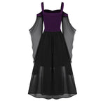 New Medieval Witch Dress for Women Halloween Carnival Women Plus Size Cold Shoulder Butterfly Sleeve Halloween Gothic Dress