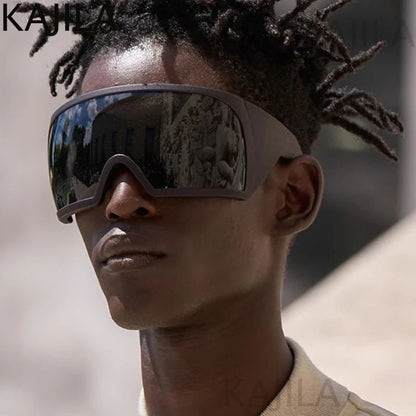 Oversized Punk Shield Sunglasses Women Men Big Frame 2024 Luxury Brand Steampunk Mask Sun Glasses For Ladies Sports Goggle UV400 SS69