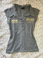 HOUZHOU Y2k Vintage Gray Letter Print Women T-Shirts Japanese 2000s Style Short Sleeve Cropped Tees Slim Streetwear Punk Summer