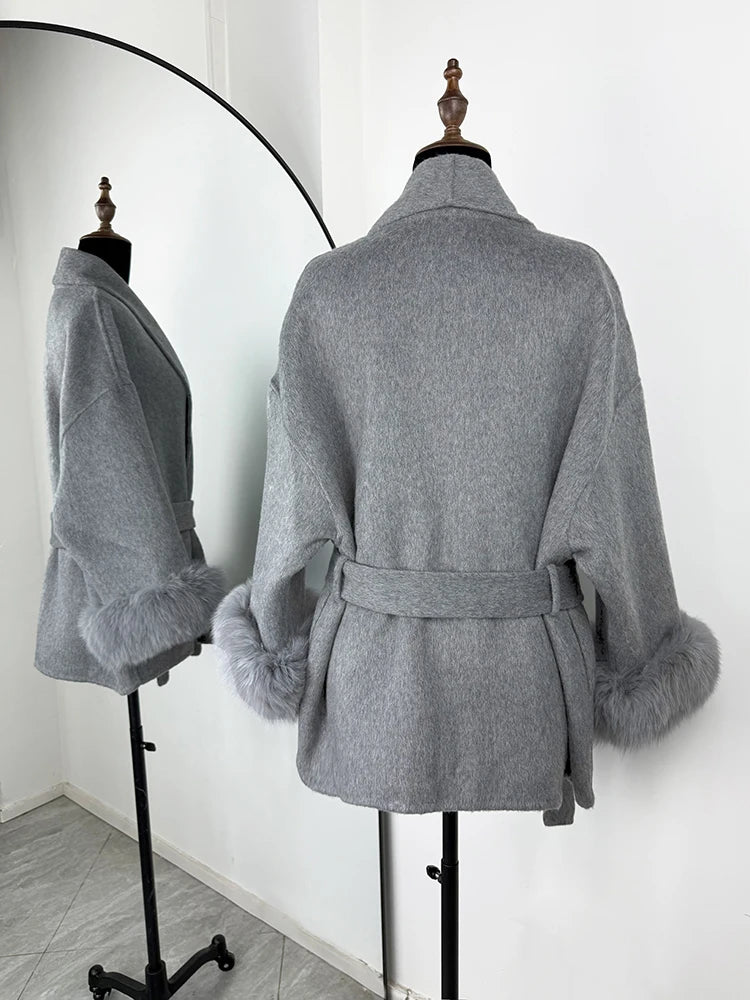 TARUXY Women's Double-Sided Wool Coat with Removable Sashes