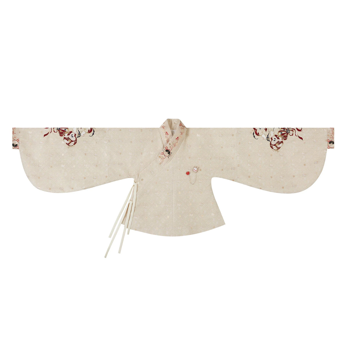 New Spring Chinese Style Female Long-sleeved Weaving Gold Hanfu Dress Set Suit Retro Top Suspender Dress and Pleated Skirt Set
