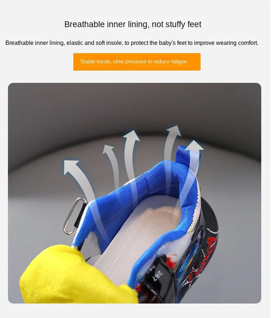 Disney Spider-man Children's Shoes Boys Sneakers Spring Autumn Cartoon Fashion Kids Lighted Sports Shoes Child Boy LED Sneaker