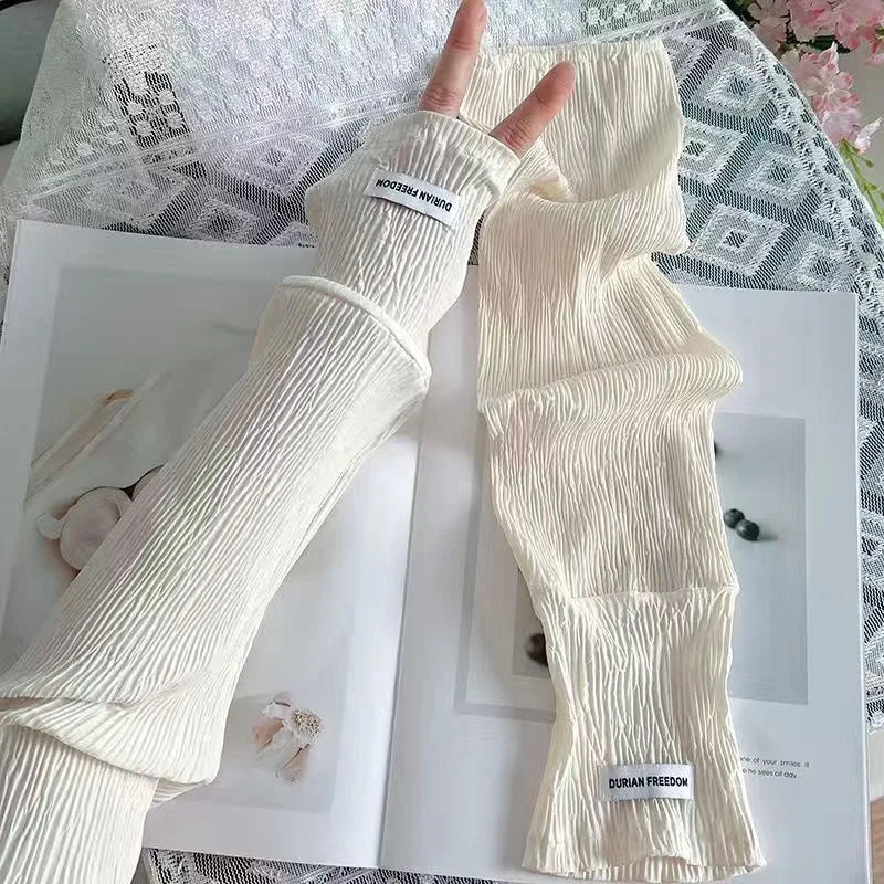 Ice Silk Sunscreen Arm Sleeves - UV Protection for Driving & Cycling