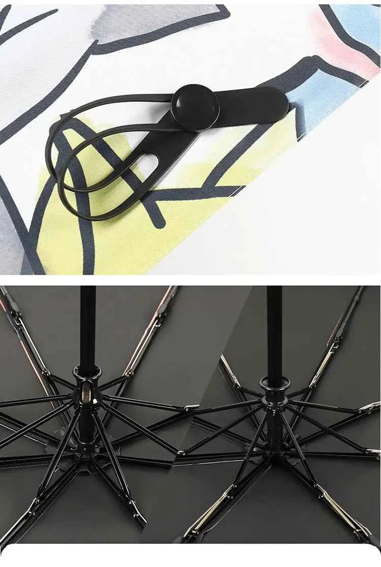 Women Automatic Umbrella Cartoon Cat Claw Automatic Folding Travel Umbrella Black Coating Sunscreen Girls Kids Umbrella Paraguas