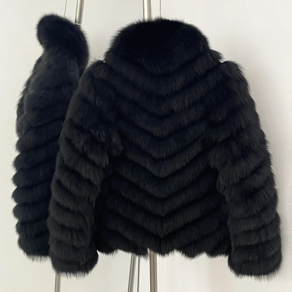 OFTBUY Women's Real Fox Fur Coat - Thick Warm Winter Jacket