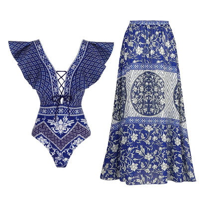 2023 New Arrival Push Up Women Bikini Set Floral Printed Ruffle Bikinis Strappy Bandage Swimwear Brazilian Biquini Bathing Suit SS69