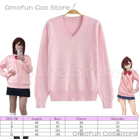 Momo Ayase Cosplay Costume Wig Anime Dandadan School JK Uniform Earrings Pink Sweater Skirt Halloween Party Women
