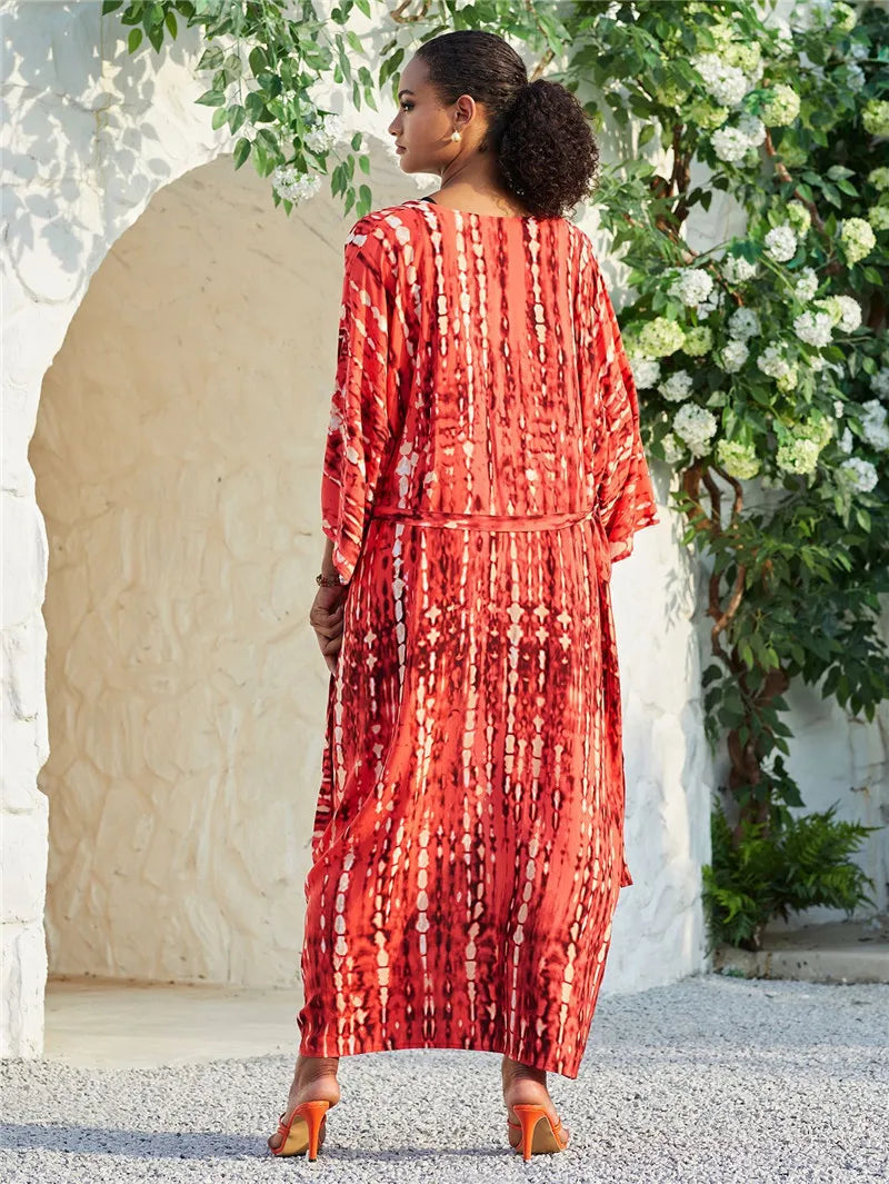 Tie Dye Kimono Swimsuit Cover-Up for Women - Flowy Rayon Beach Dress