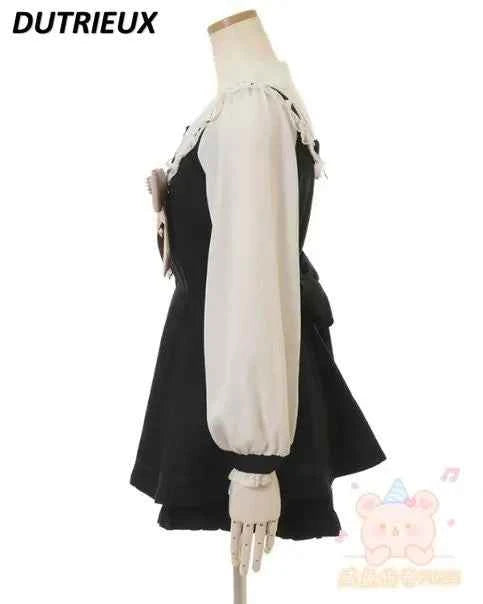 Japanese Style Women's Outfits Sailor Collar Plaid Rhinestone Bow Dress Shorts Set Sweet Lolita Mine Series Dress Two-Piece Suit