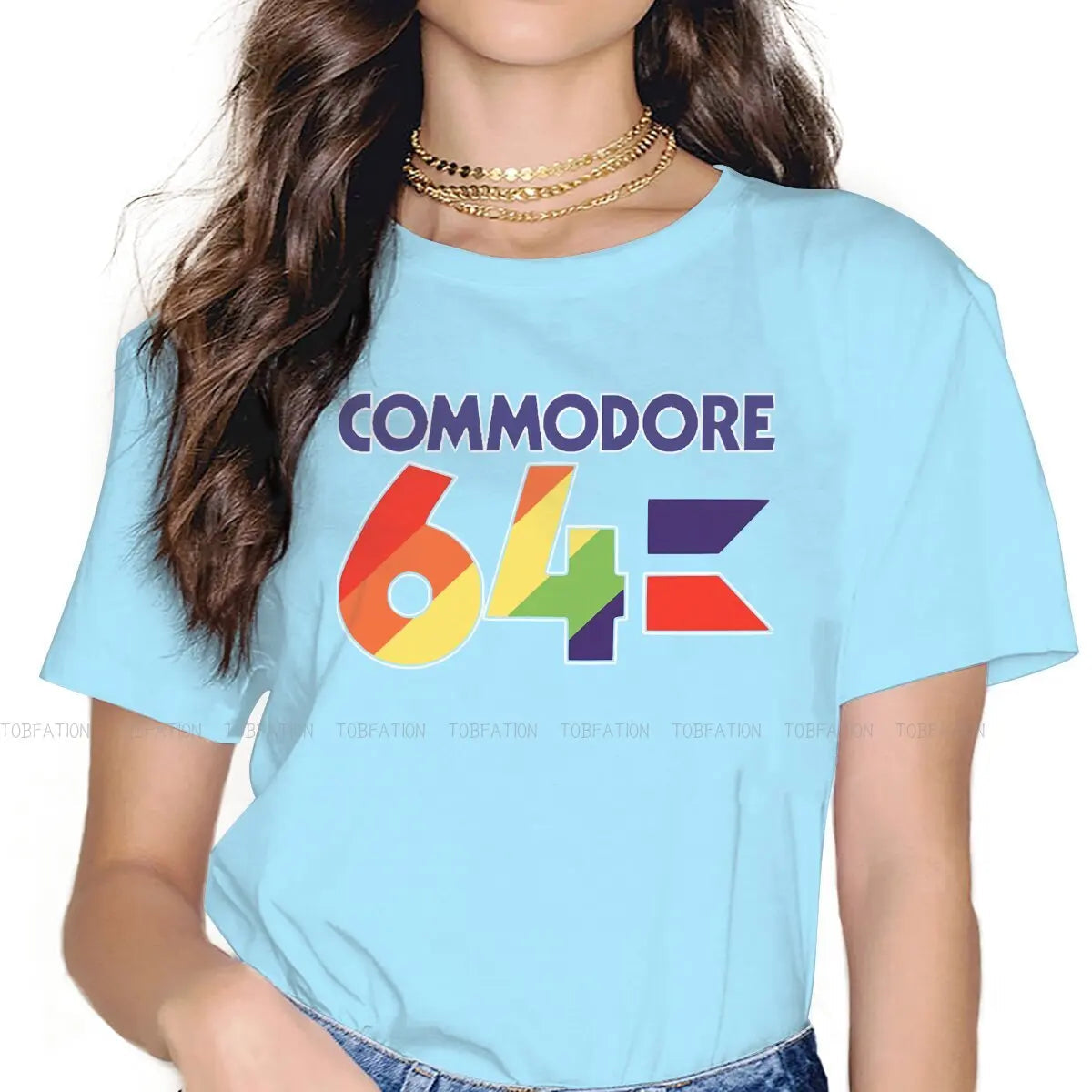 Colorful O Neck TShirt Commodore 64 Computer Fabric Original T Shirt Woman's Tops 5XL Fluffy SS69 21.69 SKY BLUE / S