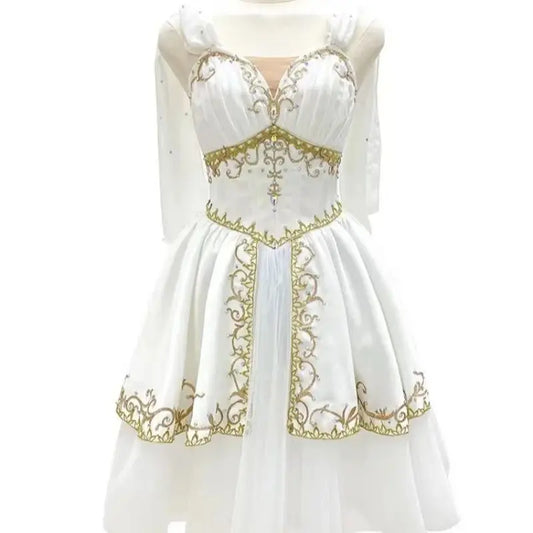 Professional Women's Ballet Tutu Costume with 3D Applique and Rhinestones