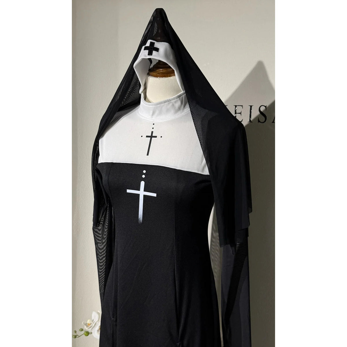 Adult Women Sexy Halloween Costume Anime Nun Cosplay Fancy Dress Gothic Robe Long Black Uniform Carnival Party Themed Events