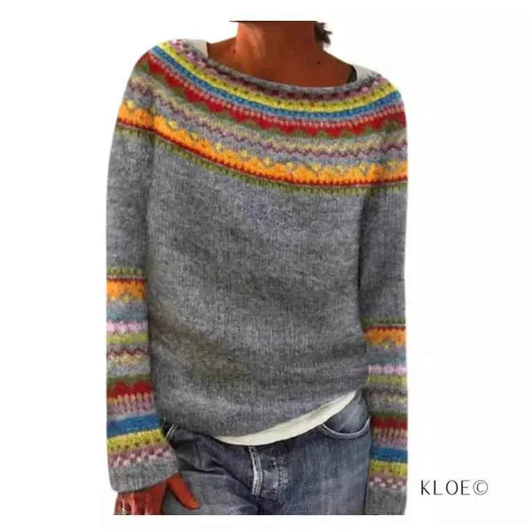 Spring Knitted Women's Sweater O-neck Long Sleeve Casual Loose Sweater Elegant Trendy Print Female Winter Fashion Ladies Clothes