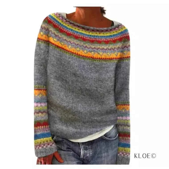 Spring Knitted Women's Sweater O-neck Long Sleeve Casual Loose Sweater Elegant Trendy Print Female Winter Fashion Ladies Clothes
